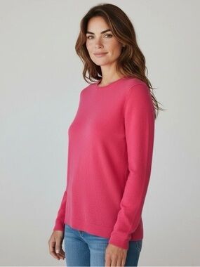 Tahari Sweater Pure Luxe 100% Cashmere Pink Coral Women’s Large Luxury Comfort